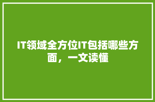 IT领域全方位IT包括哪些方面，一文读懂