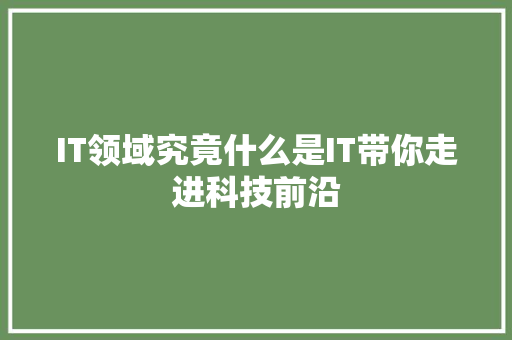IT领域究竟什么是IT带你走进科技前沿 MySQL
