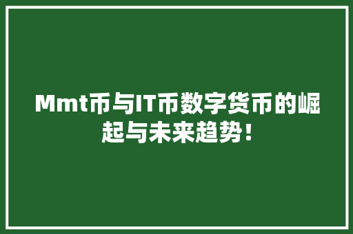 Mmt币与IT币数字货币的崛起与未来趋势！