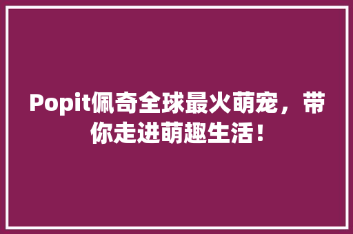 Popit佩奇全球最火萌宠，带你走进萌趣生活！