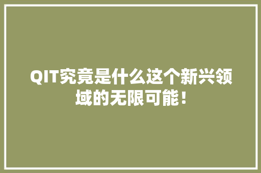 QIT究竟是什么这个新兴领域的无限可能！