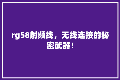 rg58射频线，无线连接的秘密武器！