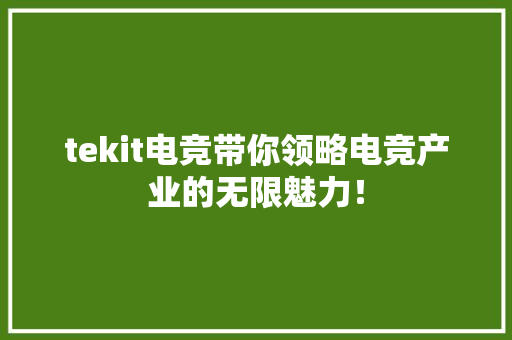 tekit电竞带你领略电竞产业的无限魅力！