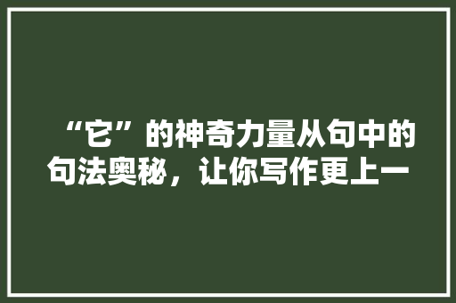 “它”的神奇力量从句中的句法奥秘，让你写作更上一层楼！