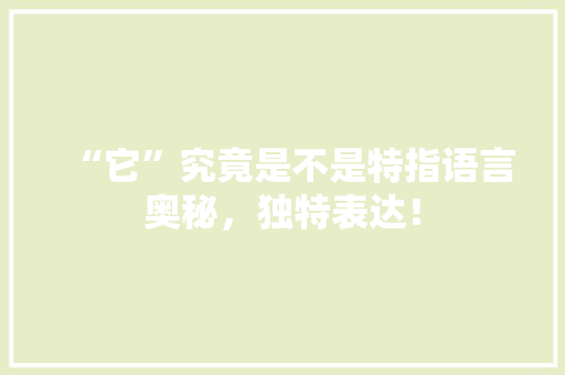 “它”究竟是不是特指语言奥秘，独特表达！