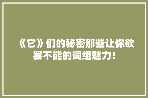 《它》们的秘密那些让你欲罢不能的词组魅力！