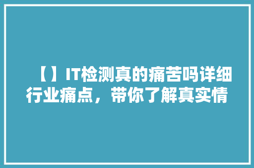 【】IT检测真的痛苦吗详细行业痛点，带你了解真实情况！