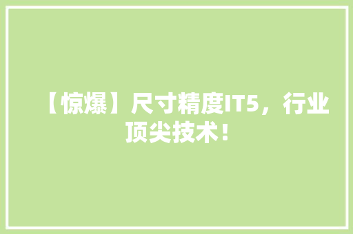 【惊爆】尺寸精度IT5，行业顶尖技术！