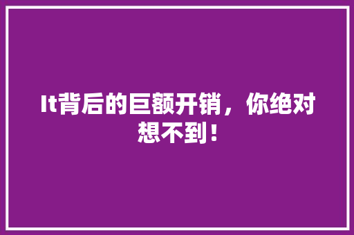 It背后的巨额开销，你绝对想不到！