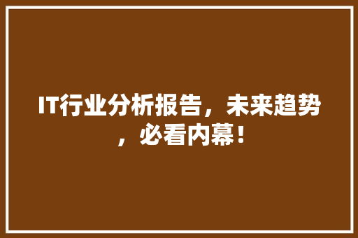 IT行业分析报告，未来趋势，必看内幕！ 网站建设