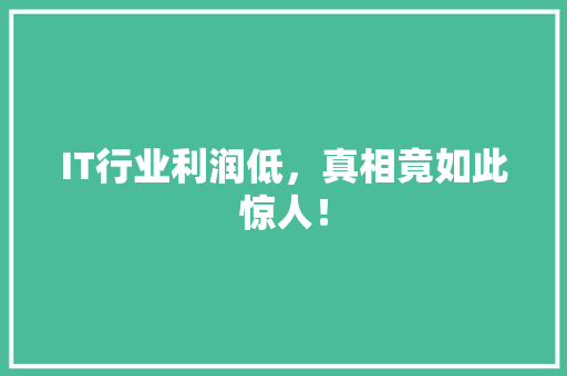 IT行业利润低，真相竟如此惊人！ MySQL