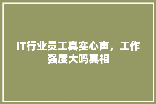 IT行业员工真实心声，工作强度大吗真相 后端技术
