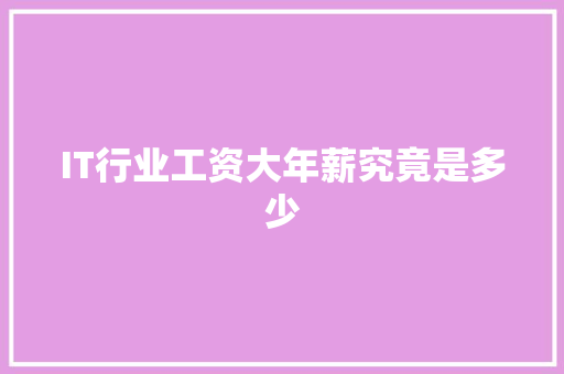 IT行业工资大年薪究竟是多少 前端技术