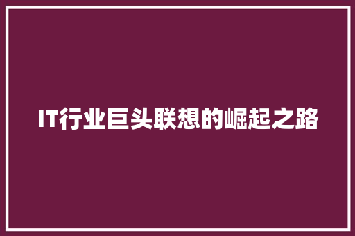 IT行业巨头联想的崛起之路