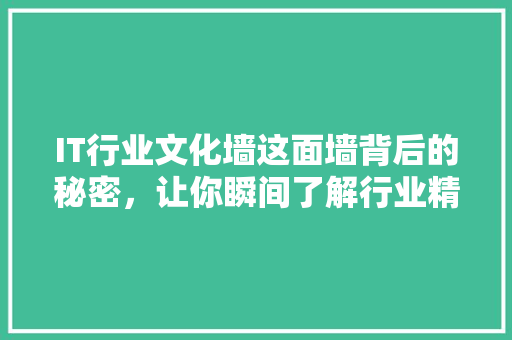 IT行业文化墙这面墙背后的秘密，让你瞬间了解行业精髓！