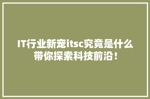 IT行业新宠itsc究竟是什么带你探索科技前沿！