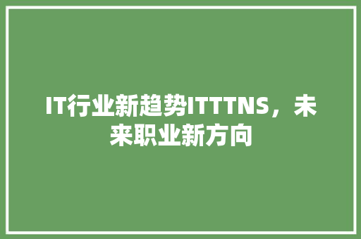 IT行业新趋势ITTTNS，未来职业新方向 项目报告
