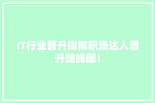 IT行业晋升指南职场达人晋升路线图！ 项目报告