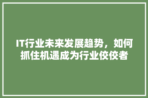 IT行业未来发展趋势，如何抓住机遇成为行业佼佼者 商务信函