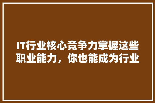 IT行业核心竞争力掌握这些职业能力，你也能成为行业佼佼者！