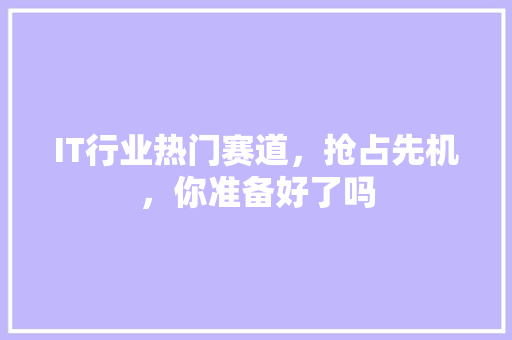 IT行业热门赛道，抢占先机，你准备好了吗 网站建设