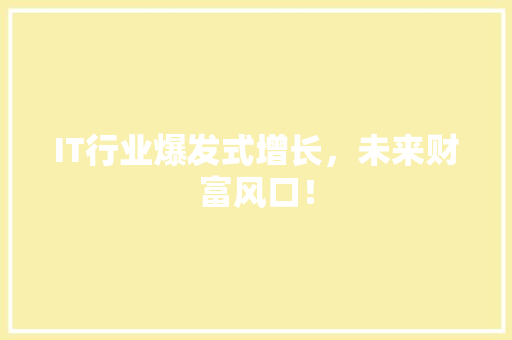 IT行业爆发式增长，未来财富风口！