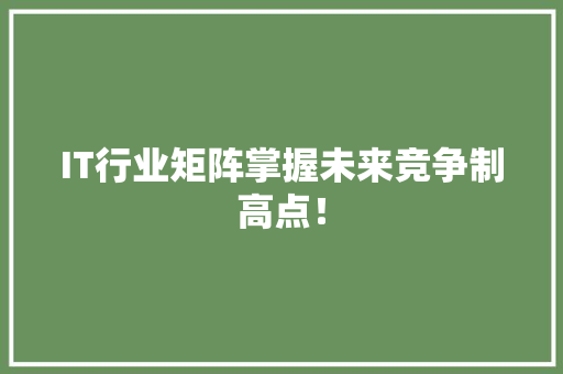 IT行业矩阵掌握未来竞争制高点！ 前端技术