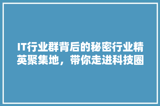 IT行业群背后的秘密行业精英聚集地，带你走进科技圈！ 后端技术