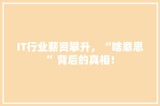 IT行业薪资攀升，“啥意思”背后的真相！ 商务信函