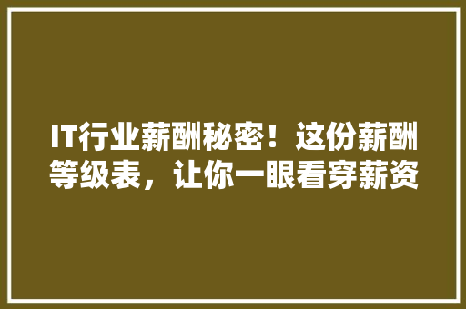 IT行业薪酬秘密！这份薪酬等级表，让你一眼看穿薪资高低！