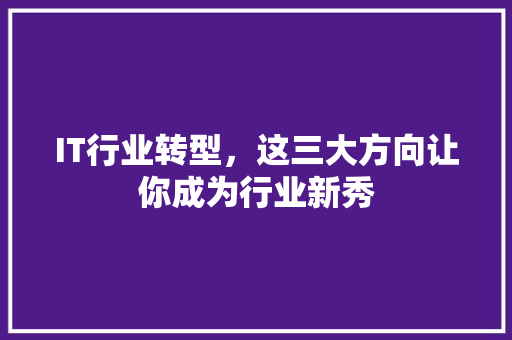 IT行业转型，这三大方向让你成为行业新秀 网站建设