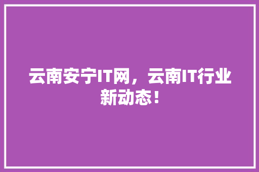 云南安宁IT网，云南IT行业新动态！