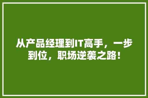 从产品经理到IT高手，一步到位，职场逆袭之路！ 前端技术