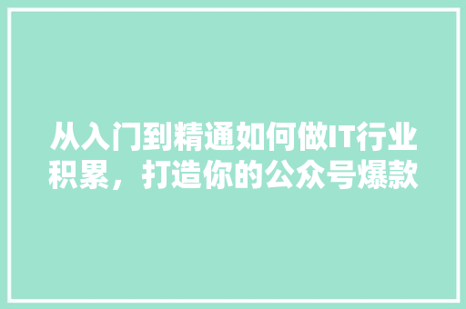 从入门到精通如何做IT行业积累，打造你的公众号爆款 网站建设