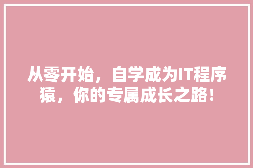从零开始，自学成为IT程序猿，你的专属成长之路！ 后端技术