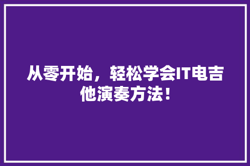 从零开始，轻松学会IT电吉他演奏方法！
