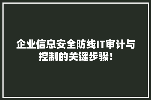 企业信息安全防线IT审计与控制的关键步骤！
