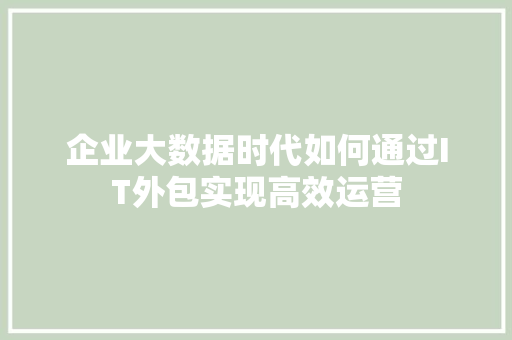 企业大数据时代如何通过IT外包实现高效运营 前端技术