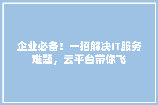 企业必备！一招解决IT服务难题，云平台带你飞 项目报告