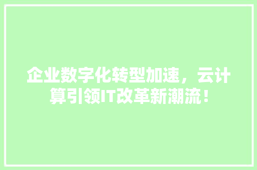 企业数字化转型加速，云计算引领IT改革新潮流！ 项目报告