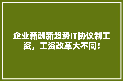 企业薪酬新趋势IT协议制工资，工资改革大不同！