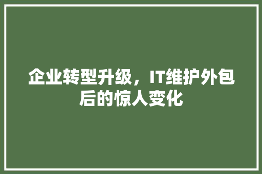 企业转型升级，IT维护外包后的惊人变化 市场营销范文