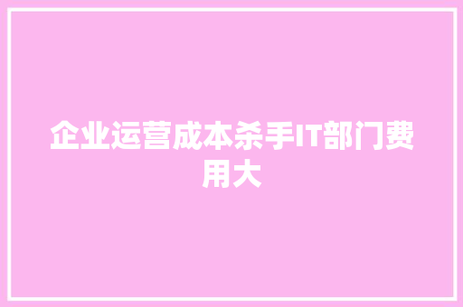 企业运营成本杀手IT部门费用大