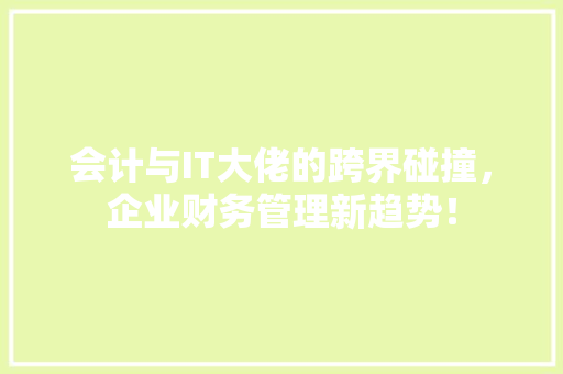 会计与IT大佬的跨界碰撞，企业财务管理新趋势！