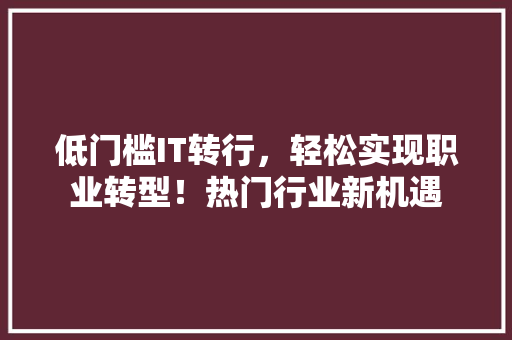 低门槛IT转行，轻松实现职业转型！热门行业新机遇 响应式设计