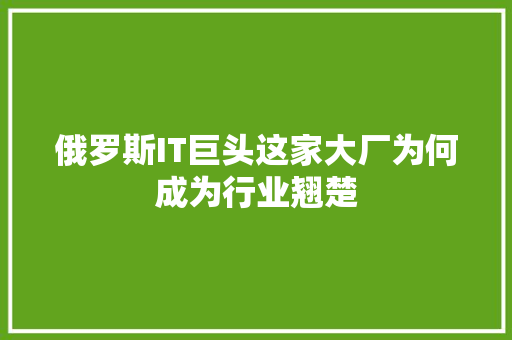 俄罗斯IT巨头这家大厂为何成为行业翘楚