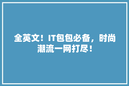 全英文！IT包包必备，时尚潮流一网打尽！