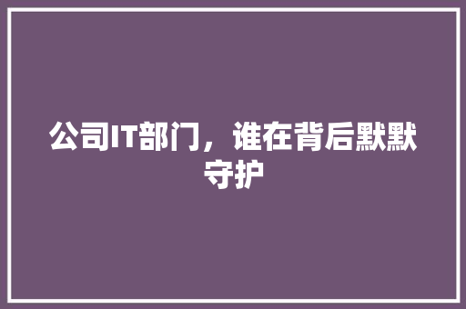 公司IT部门，谁在背后默默守护
