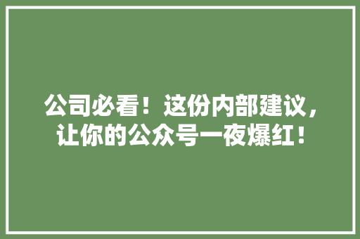 公司必看！这份内部建议，让你的公众号一夜爆红！ 网站建设