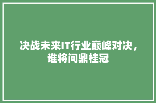决战未来IT行业巅峰对决，谁将问鼎桂冠 项目报告
